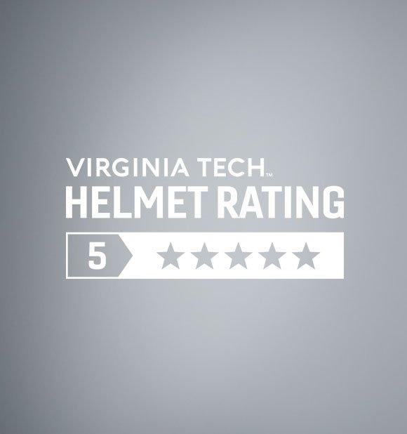 5 hvězdiček v hodnocení přileb Virginia Tech® Helmet Rating™