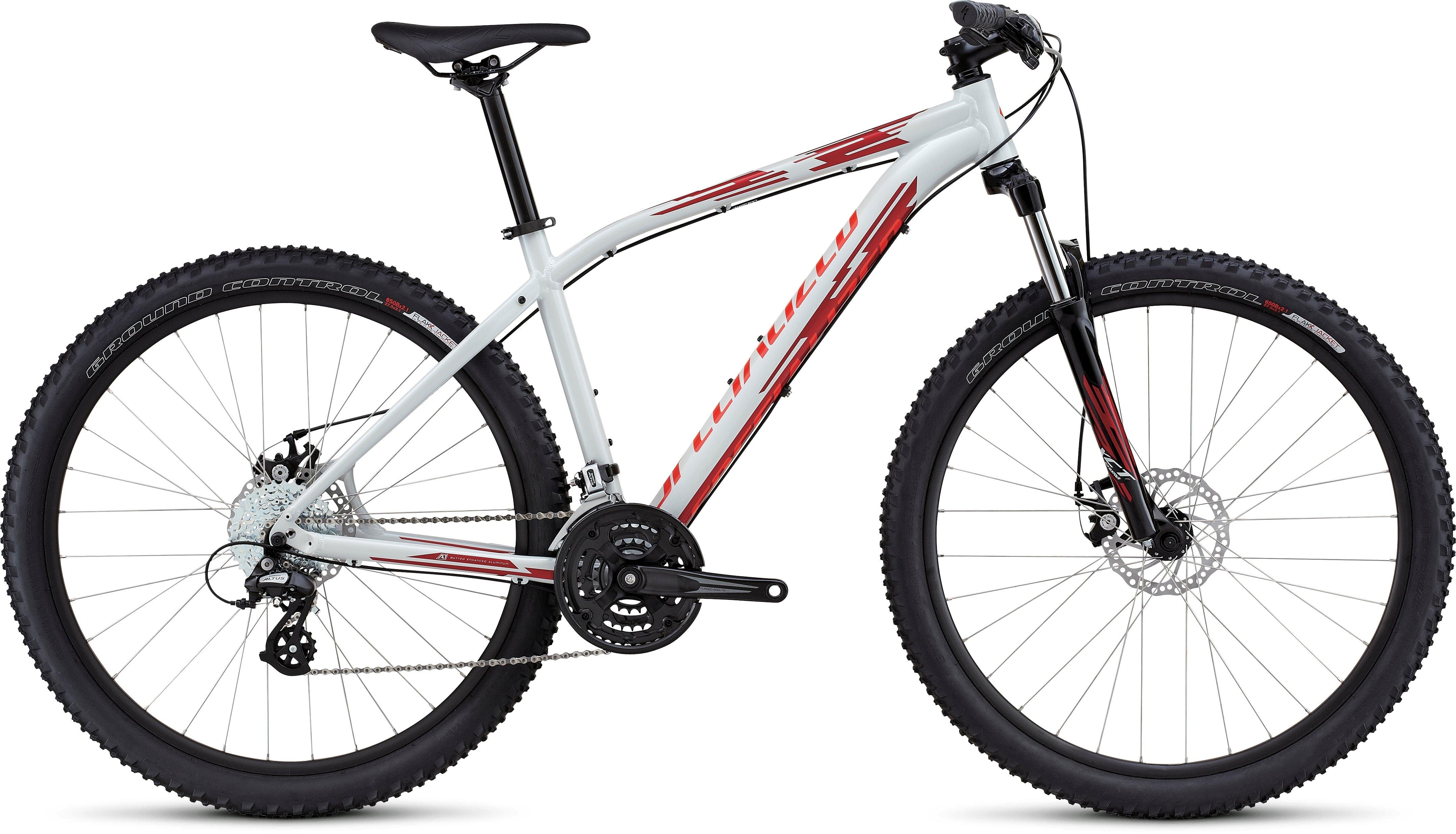 Specialized mountain bike white and shop red