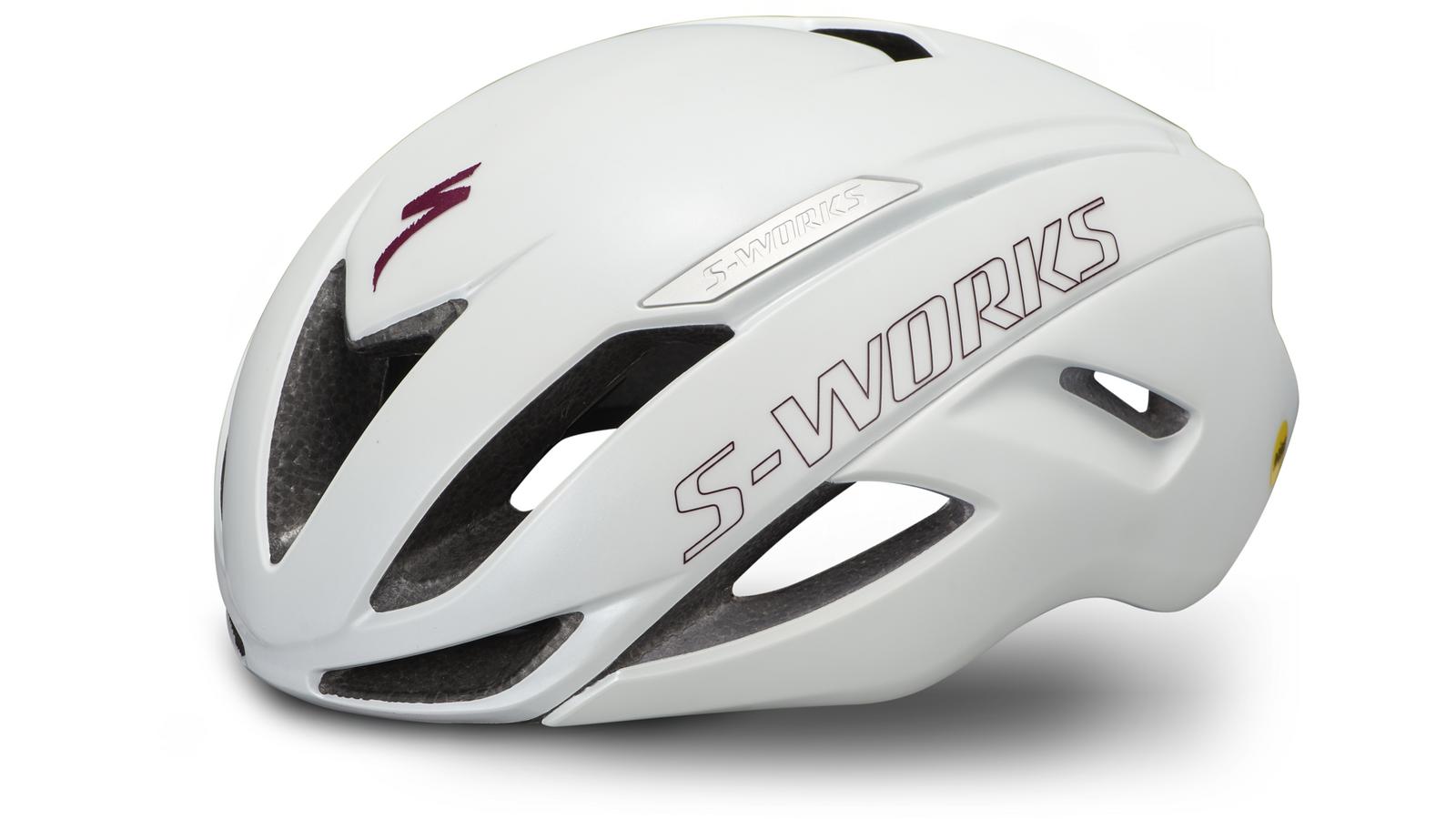 S-Works (Matte/Gloss Metallic White/Maroon) - Helmen - TheFlow.bike