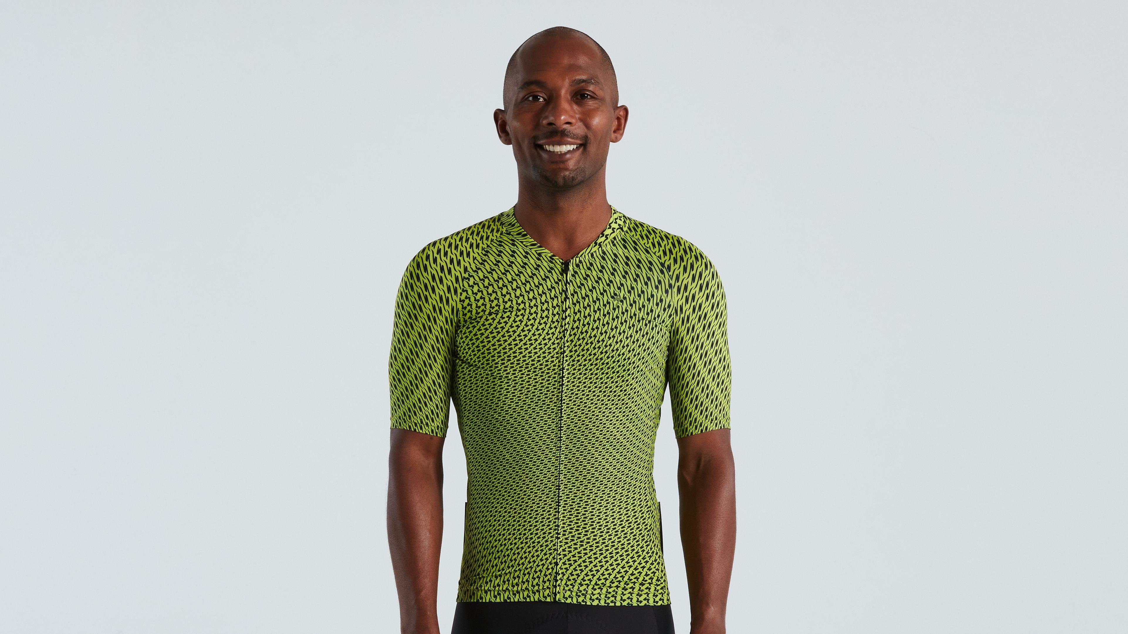 Mens green cycling discount jersey