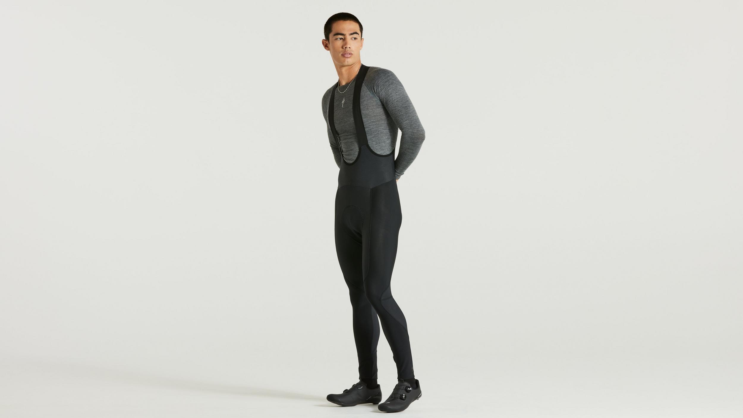 Mens Black Thermal Cycling Bib Tights