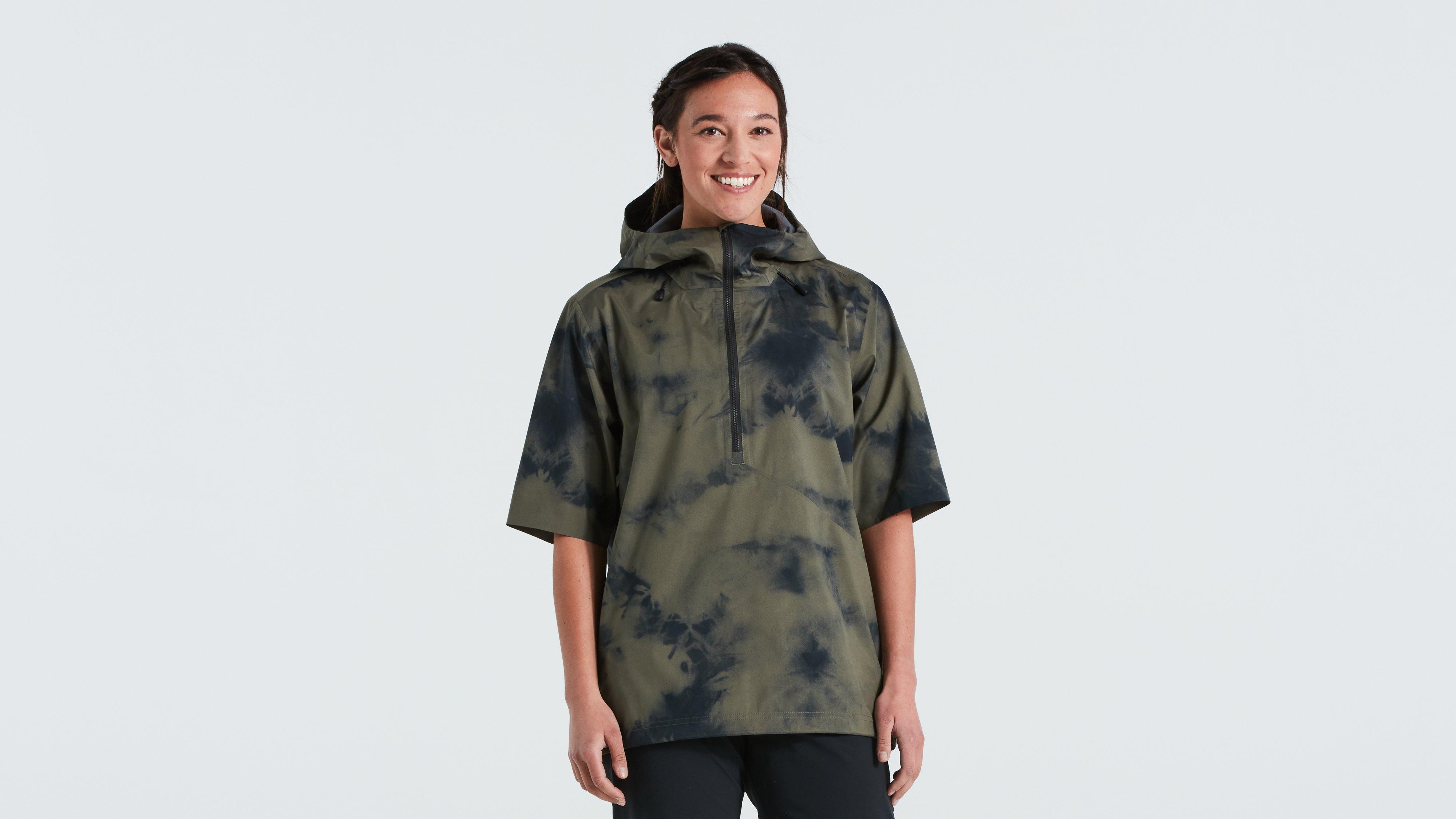 Short sleeve rain store jacket with hood