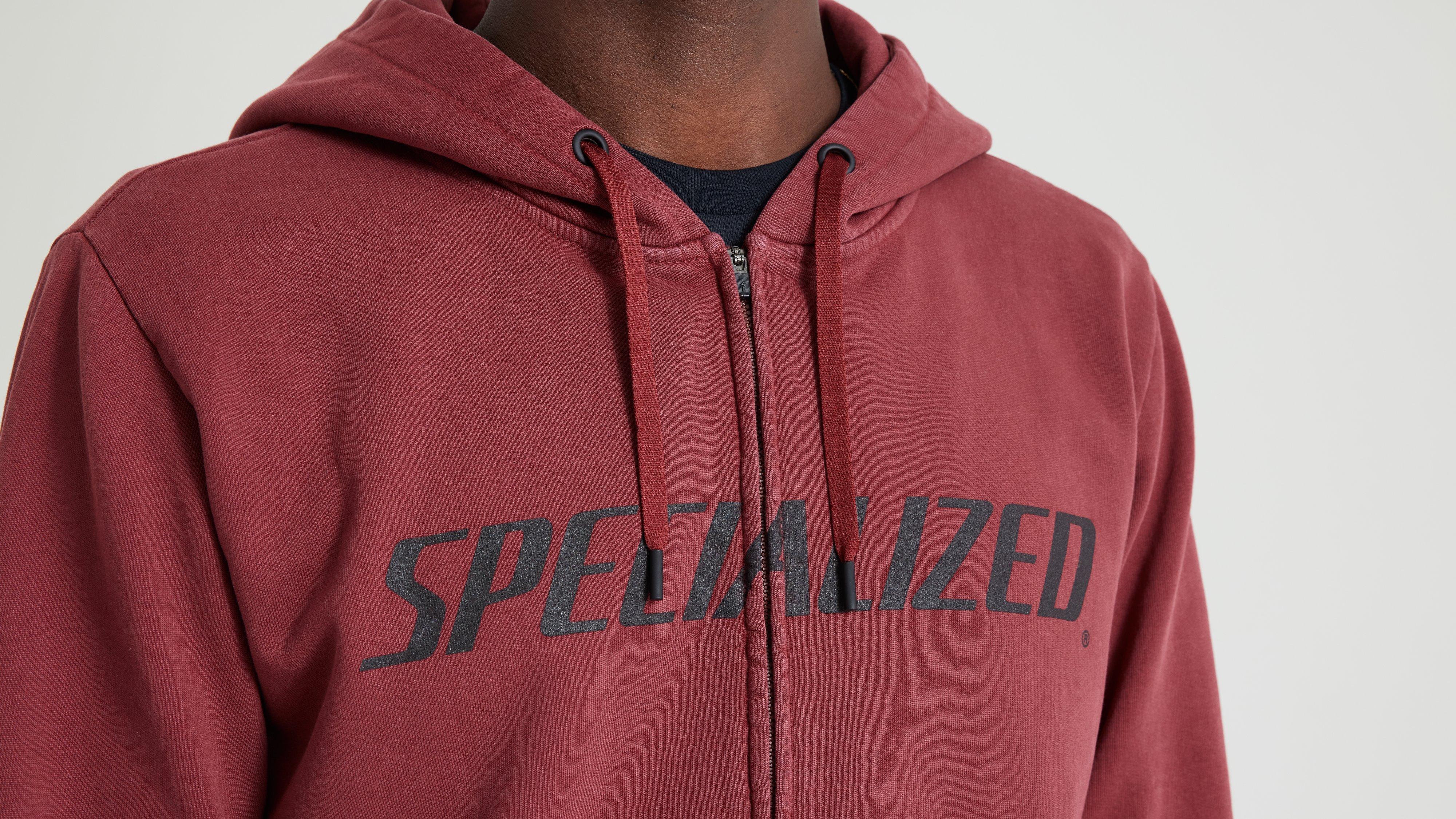 Specialized Men's Legacy Wordmark Zip-Up Hoodie in Garnet Red Size XL