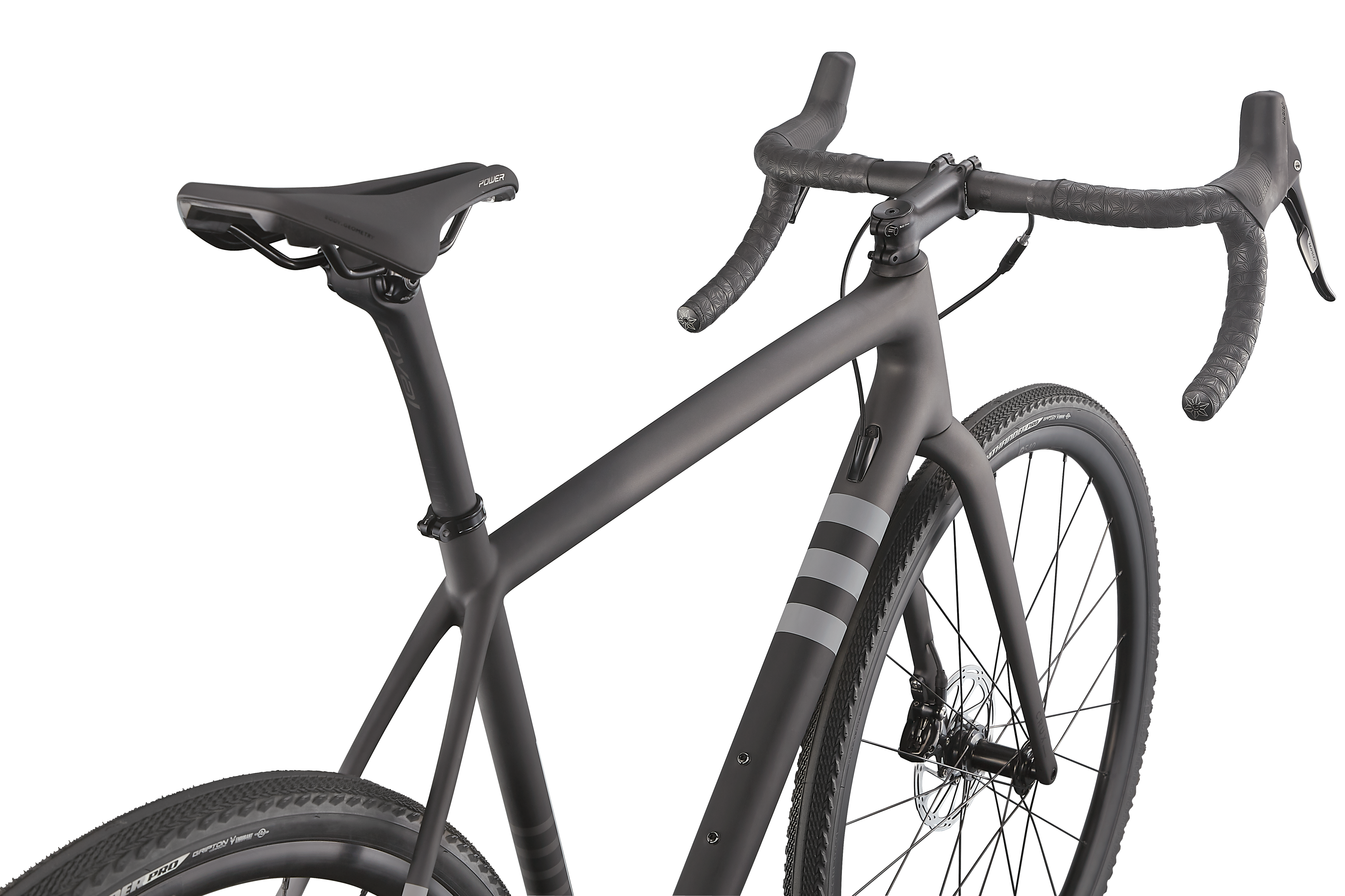 Matte black gravel store bike