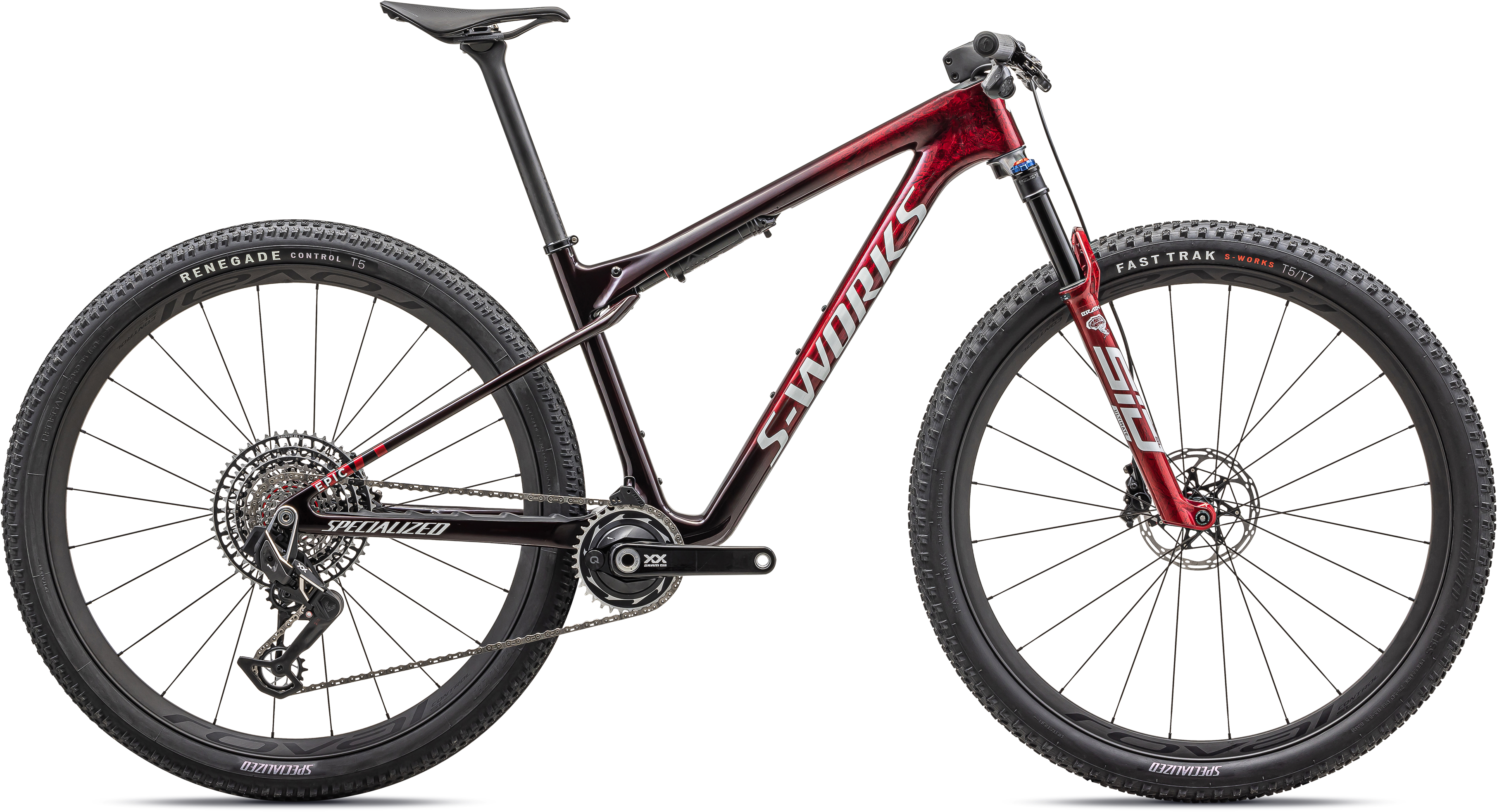 Specialized S-Works Epic World Cup, Gloss Red Tint / Flake Silver Granite / Metallic White Silver S