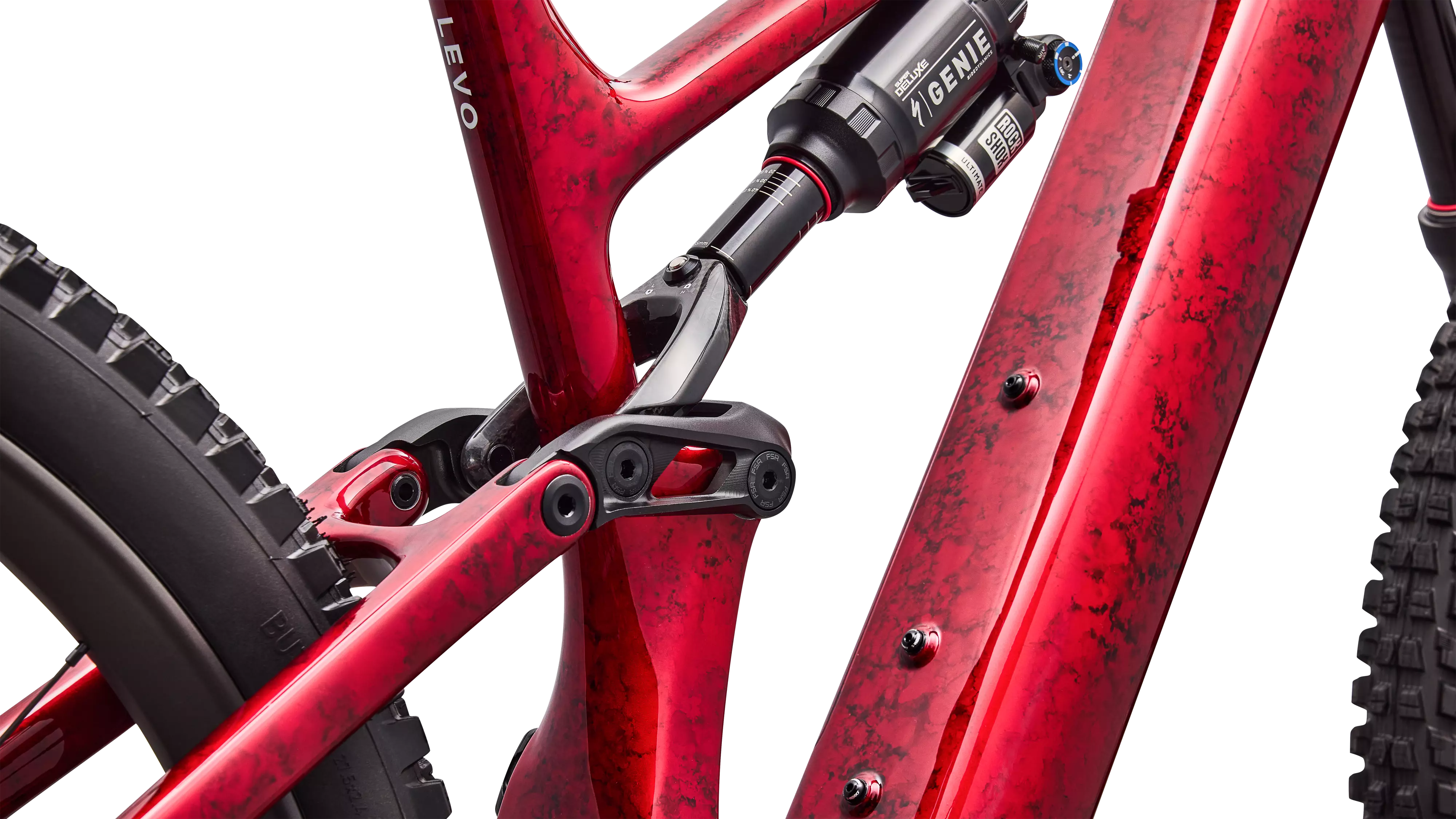 Detalj av länksystemet på S-Works Turbo Levo 4