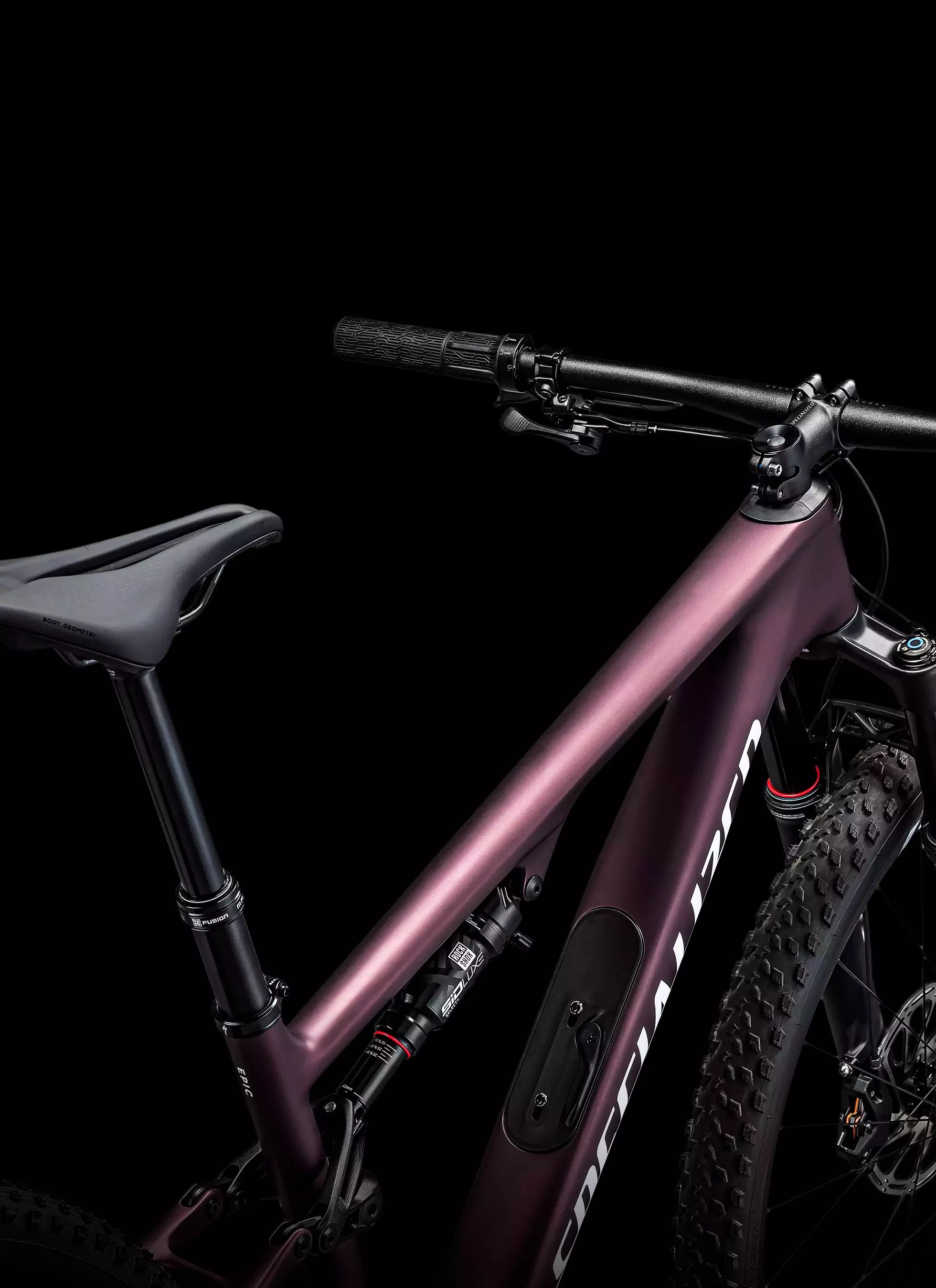 Detalhe do quadro da bicicleta Specialized Epic 8