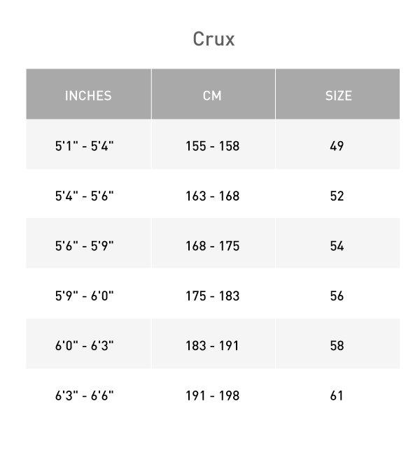 Size guide for 2025 Specialized Crux Expert