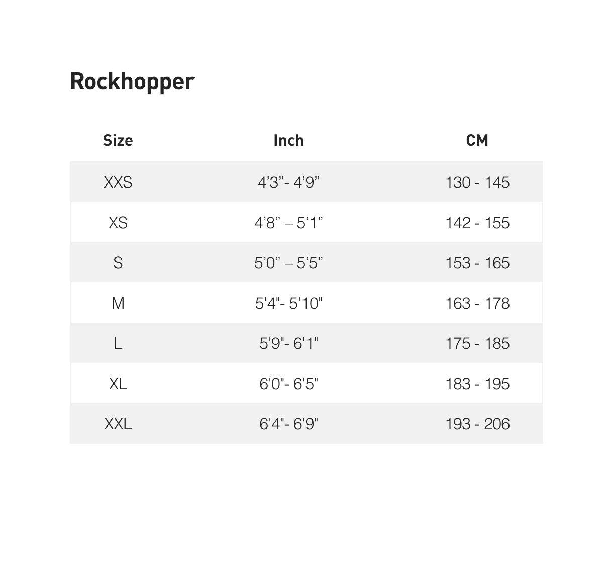 Size guide for Specialized Rockhopper Comp 27.5