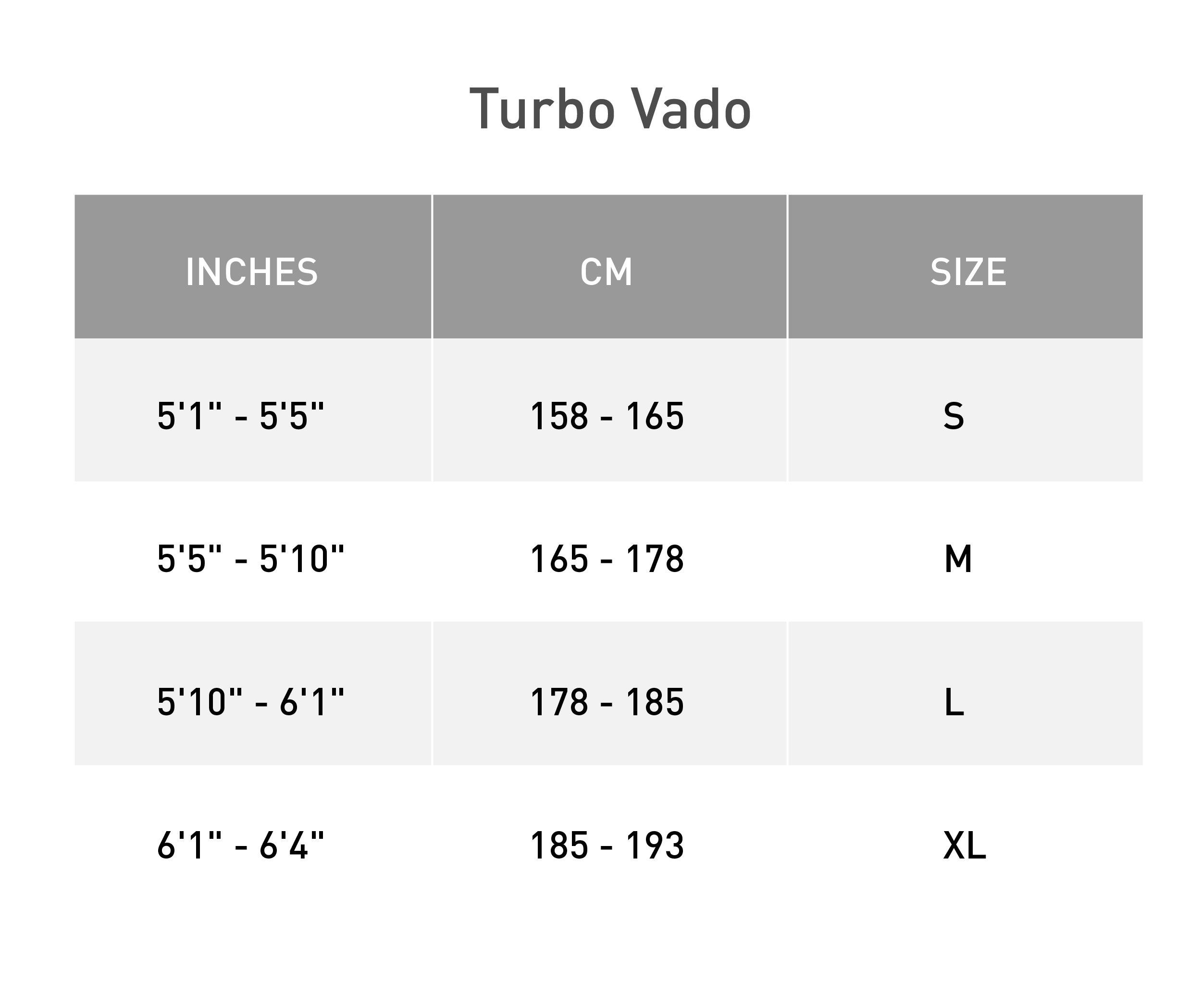 Size guide for Specialized Vado 4.0